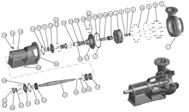SB68FJ0003 Impeller-FJ, SB68FJ0044 Mechanical Seal Assembly for SB6×8FJ Pump