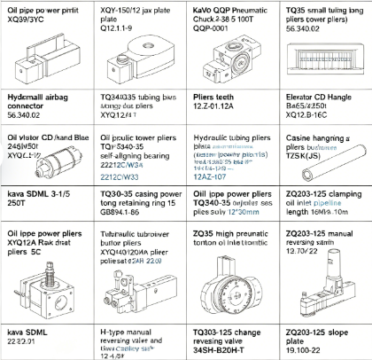 Oil Pipe Power Pliers XQ89/3YC, TQ340-35 Casing Power Tongs and Related Oilfield Parts Supply