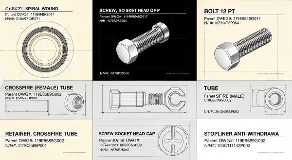 GE 9E Engine Parts: Gaskets, Bolts, Seals 