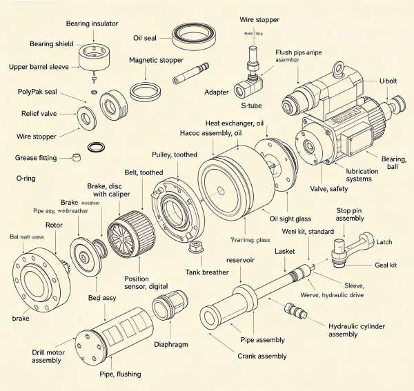 114860-2 KShZ Complete Repair Kit & 118217-40L60/40R60 Drill Motor Hydraulic Brake Component 